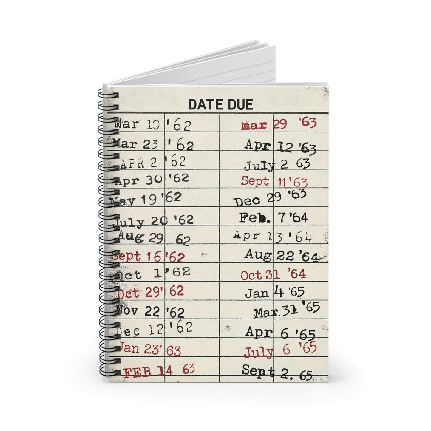 Vintage Library Due Date Spiral Notebook - Ruled Line, Book Lover Gift, Retro