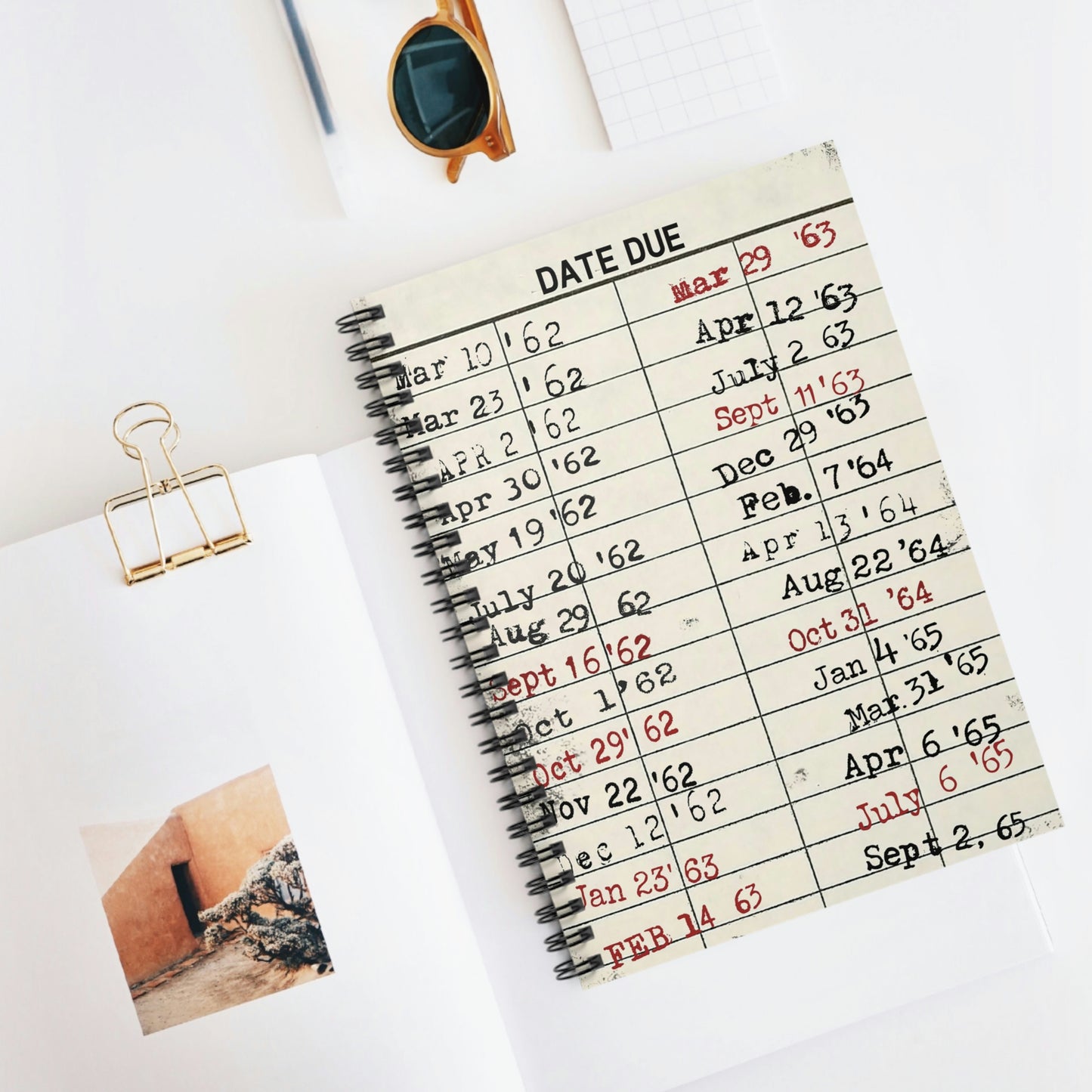 Vintage Library Due Date Spiral Notebook - Ruled Line, Book Lover Gift, Retro