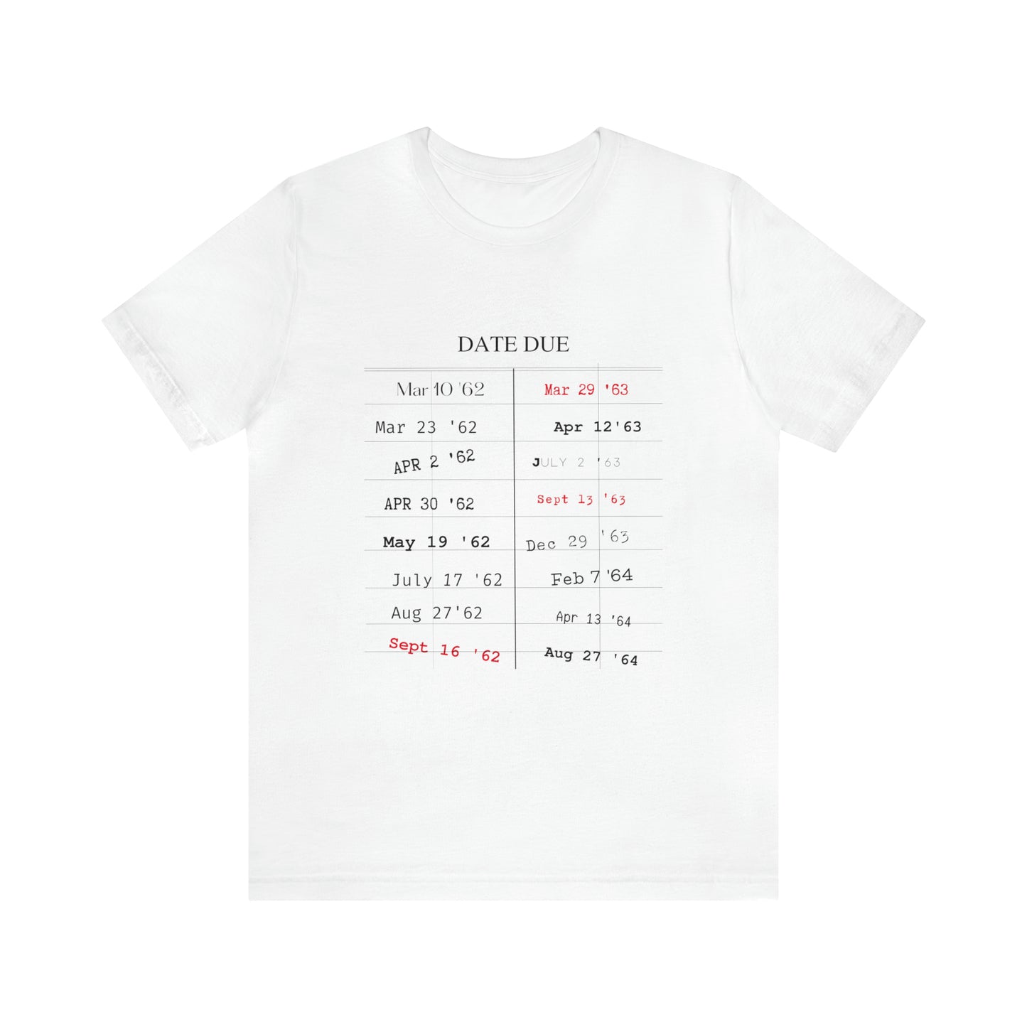 Date Due Library Checkout Overdue Teacher Read Reading Love Little Retro Vintage Nostalgia Short-Sleeve Unisex T-Shirt