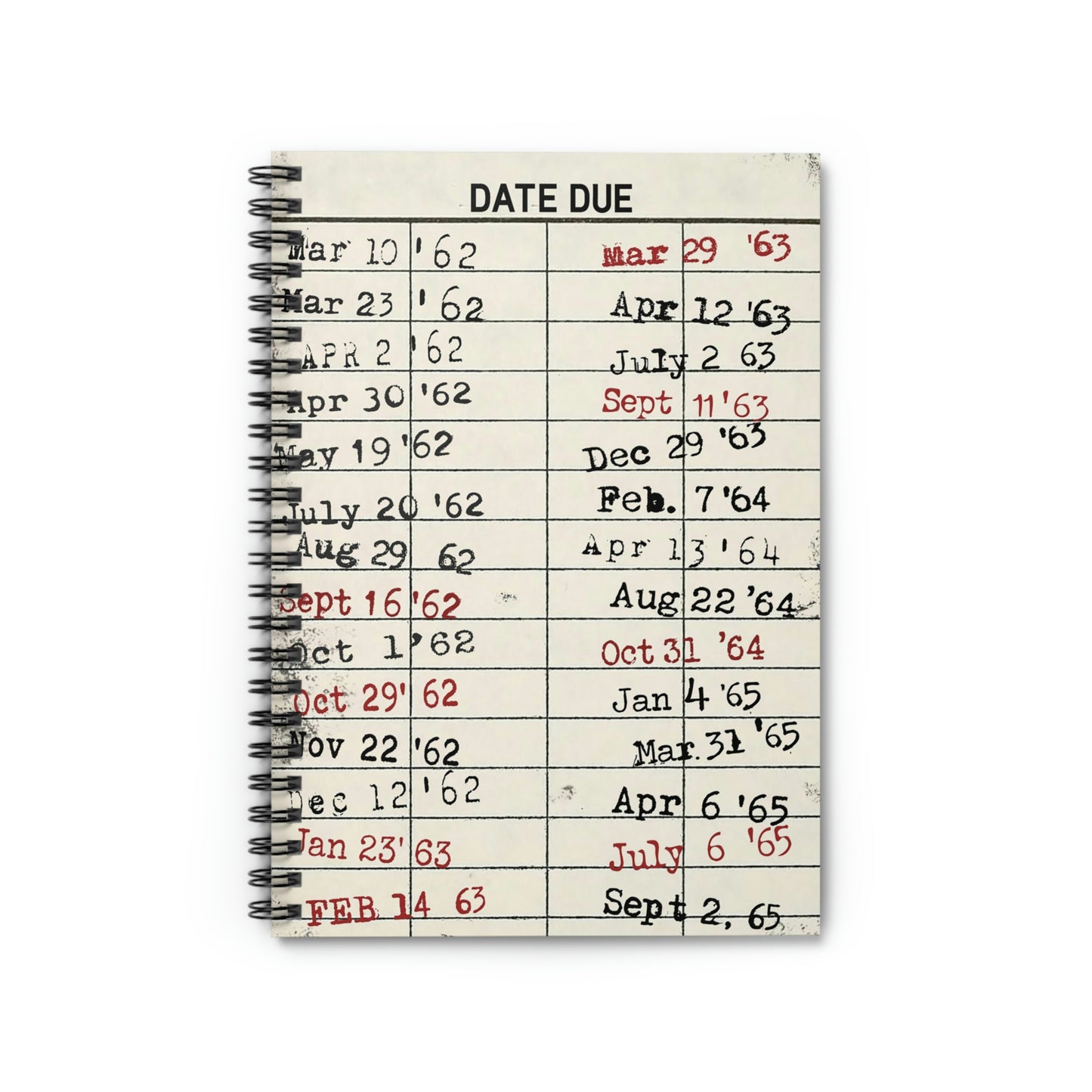 Vintage Library Due Date Spiral Notebook - Ruled Line, Book Lover Gift, Retro