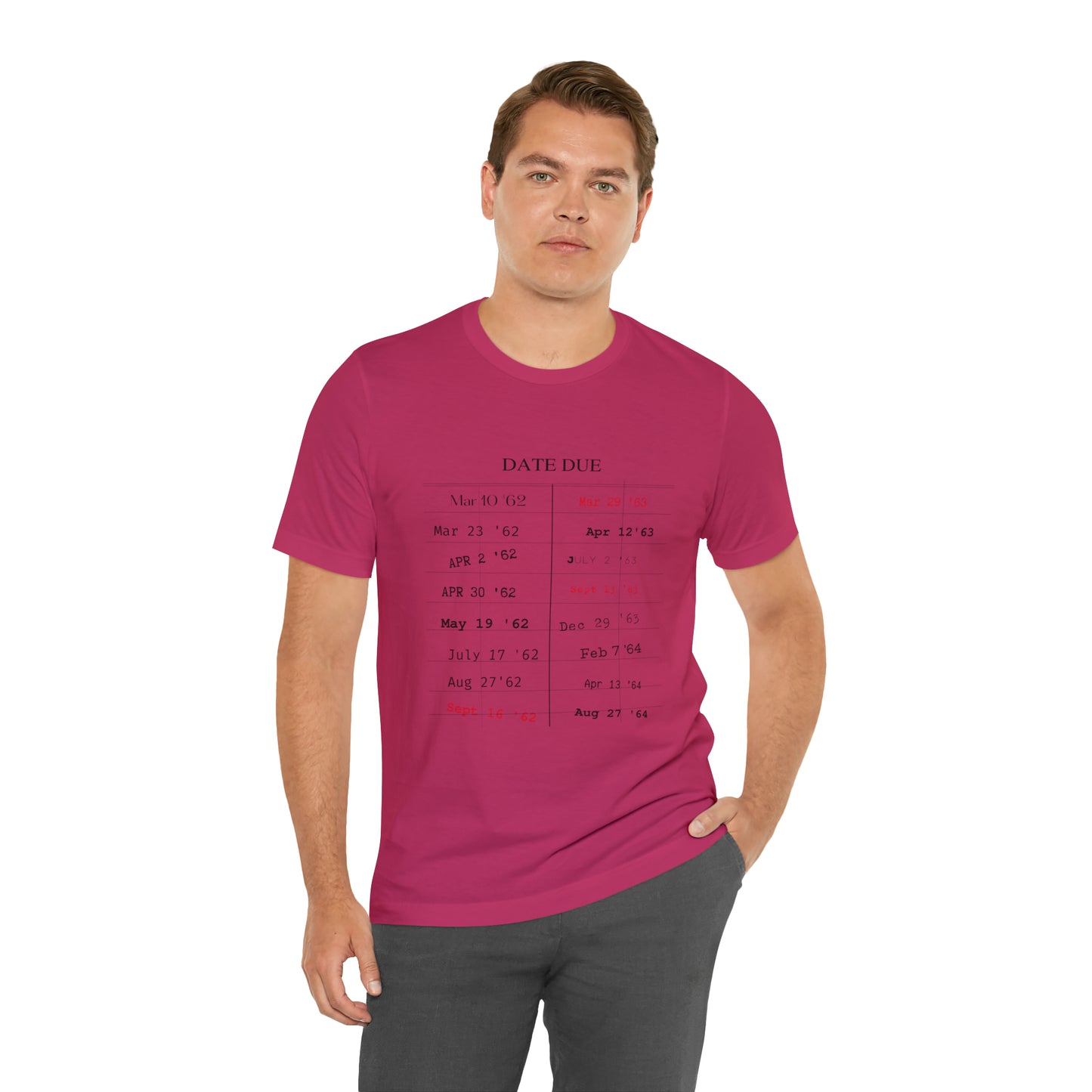 Date Due Library Checkout Overdue Teacher Read Reading Love Little Retro Vintage Nostalgia Short-Sleeve Unisex T-Shirt