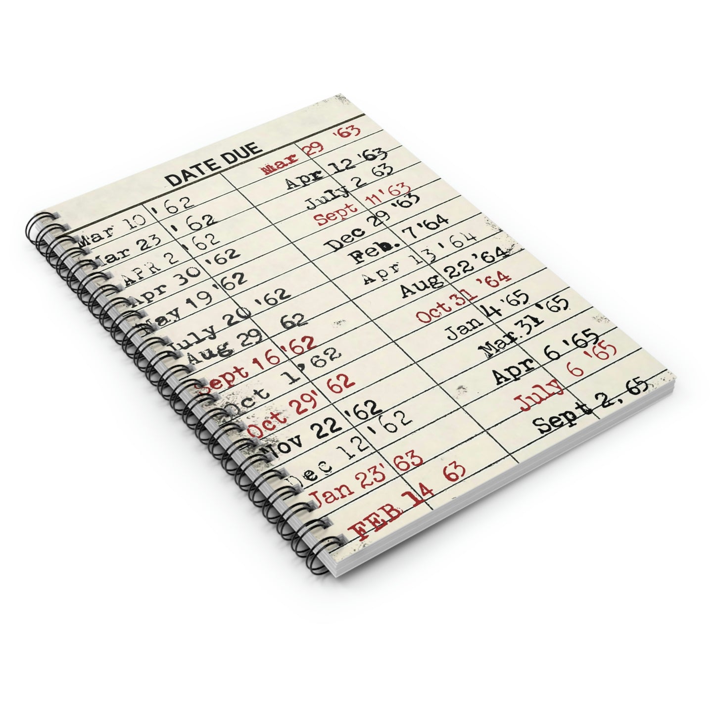 Vintage Library Due Date Spiral Notebook - Ruled Line, Book Lover Gift, Retro