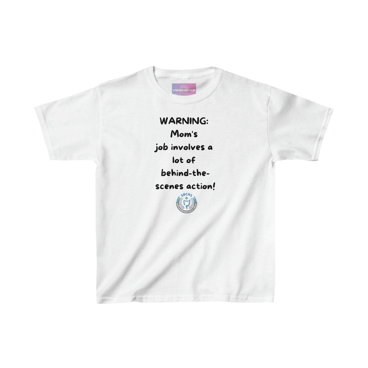 Warning - My Mom's Job Involves A Lot of Behind-the-Scenes Action, Kids Heavy Cotton Tee