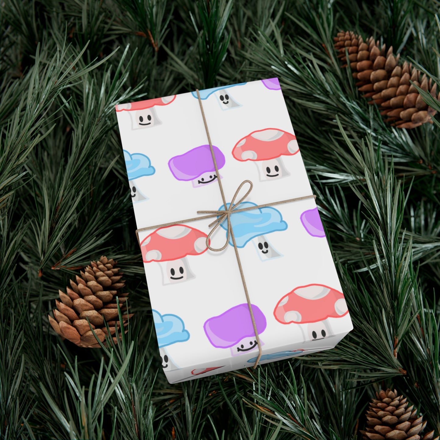 Mushroom Faces Wrapping Paper, Holiday Wrap, Watercolor Mushrooms, Gift Wrap Papers, 2 finishes