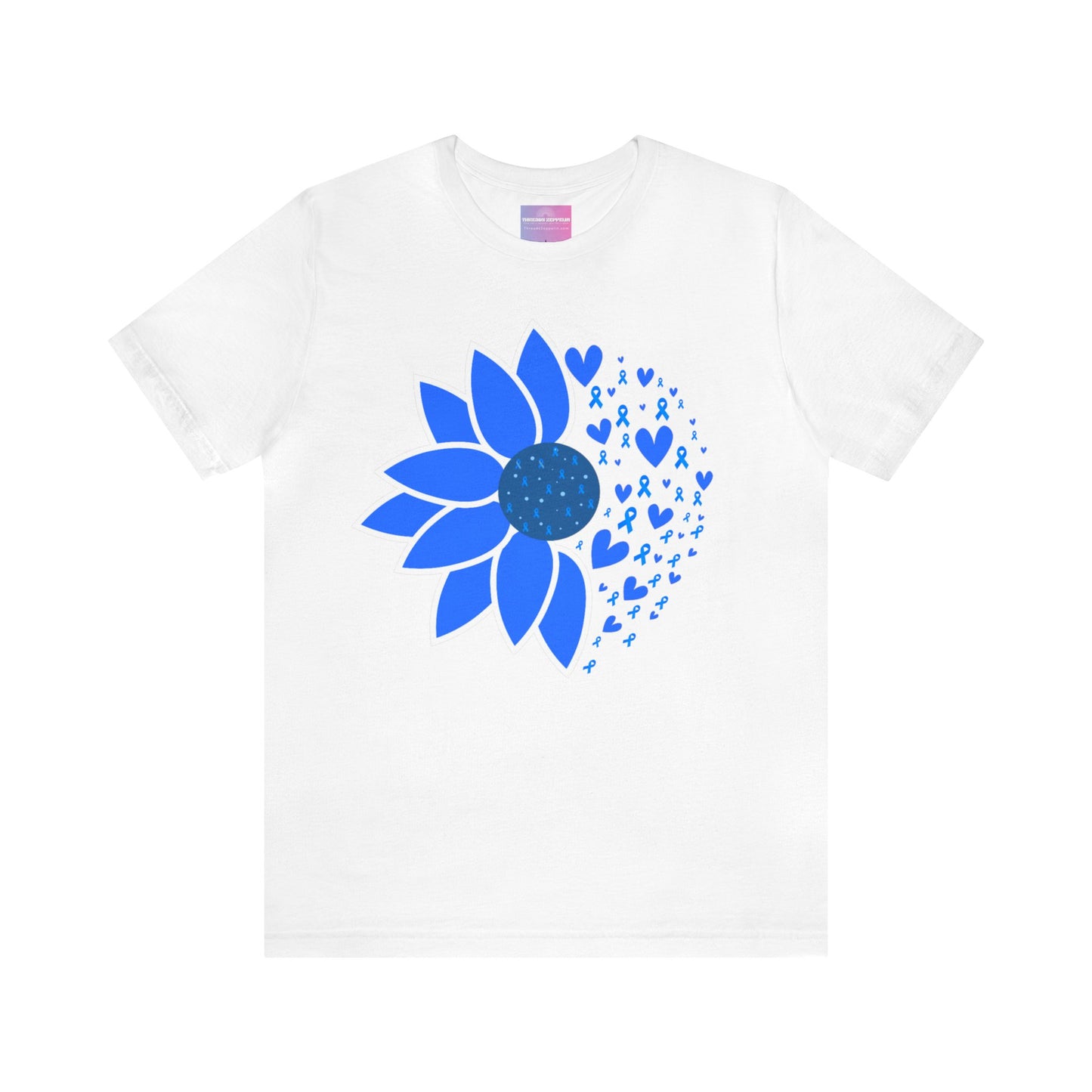 Colorectal Cancer Awareness Sunflower Blue Ribbon Tshirt