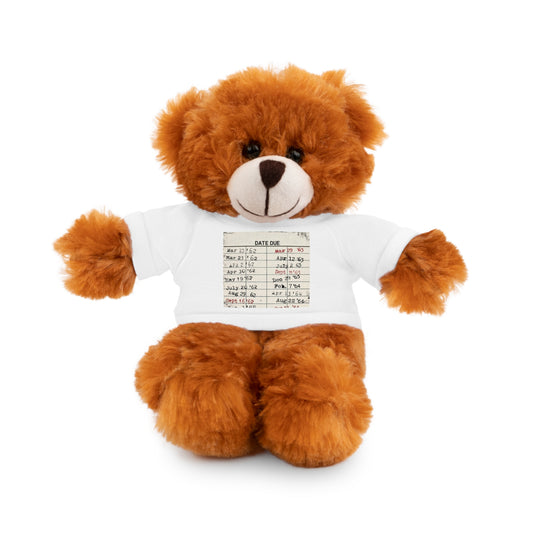 Vintage Library Due Date Card Stuffed Animals with Tee, Gift for Book Lover