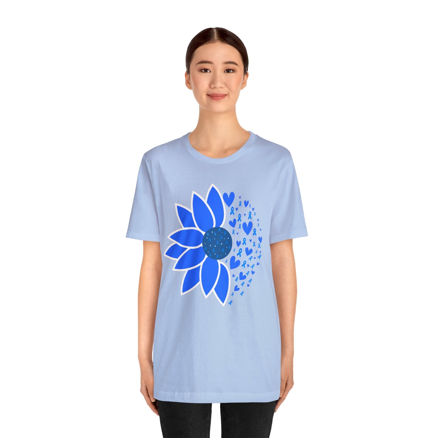 Colorectal Cancer Awareness Sunflower Blue Ribbon Tshirt