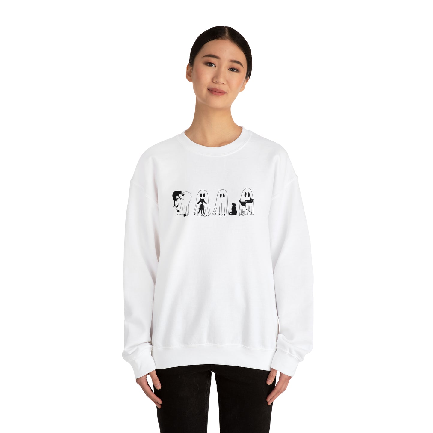 Ghost Holding Black Cat Sweatshirt, Halloween Shirt, Ghost Shirt, Spooky Season, Cute Fall Shirt for Women, Halloween Sweatshirt, Cat Shirt