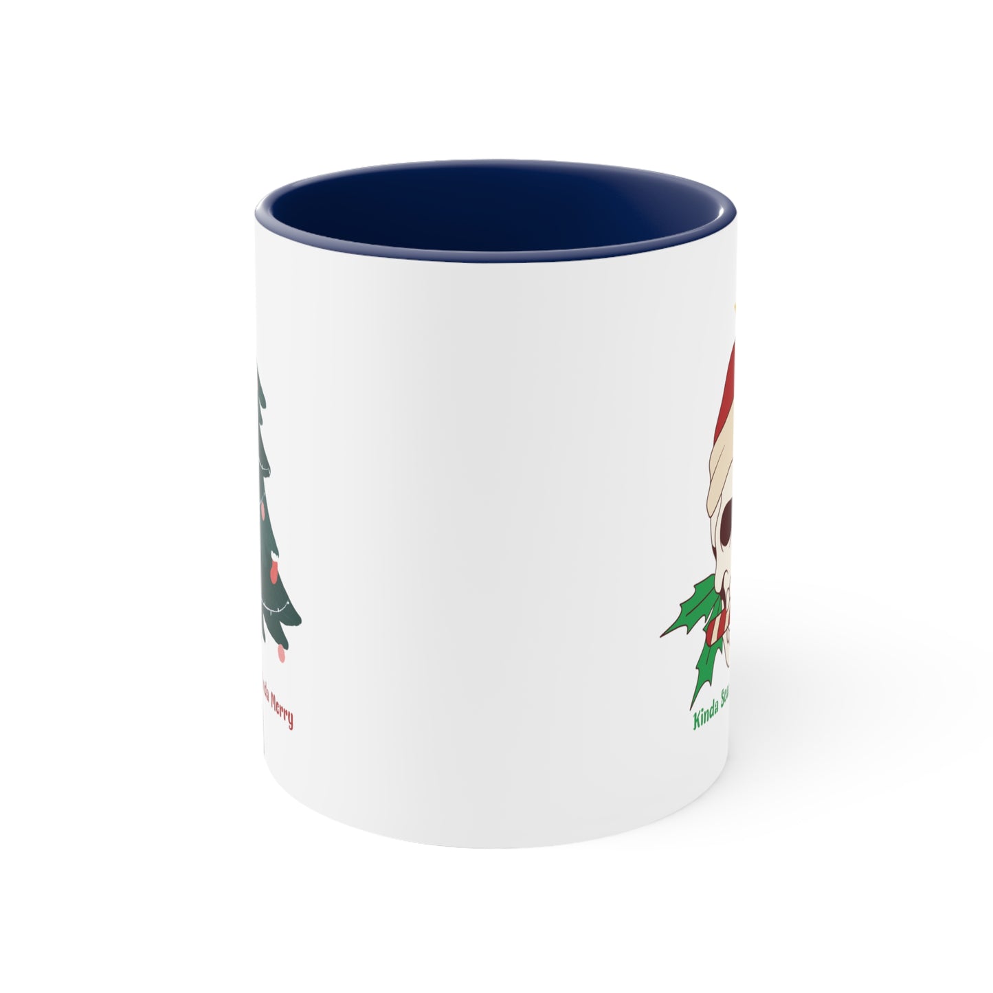 Kinda Scary Kindsa Merry Mug, Funny Christmas Mugt, Cute Spooky Season Mug, Custom Christmas Skeleton Mug, Accent Coffee Mug, 11oz, 4 colors
