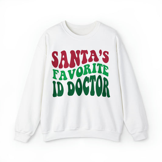 Santas Favorite ID Doctor, Infectious Disease Sweatshirt,  Sweatshirt, Unisex Heavy Blend Sweater, Gift for mom, Gift for dad, Christmas gift, lab tech