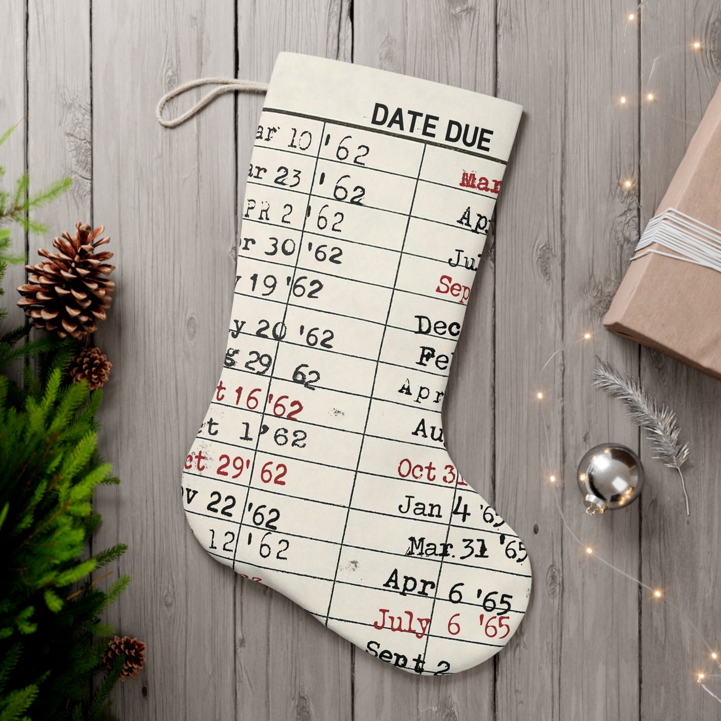 Vintage Library Due Date Card Santa Stocking, Retro Library, Book Lover Gift, Librarian Gift, Book Club, Customizable