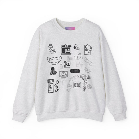 Pharmacy Doodle Drawing Sweatshirt, Gift for Pharmacist