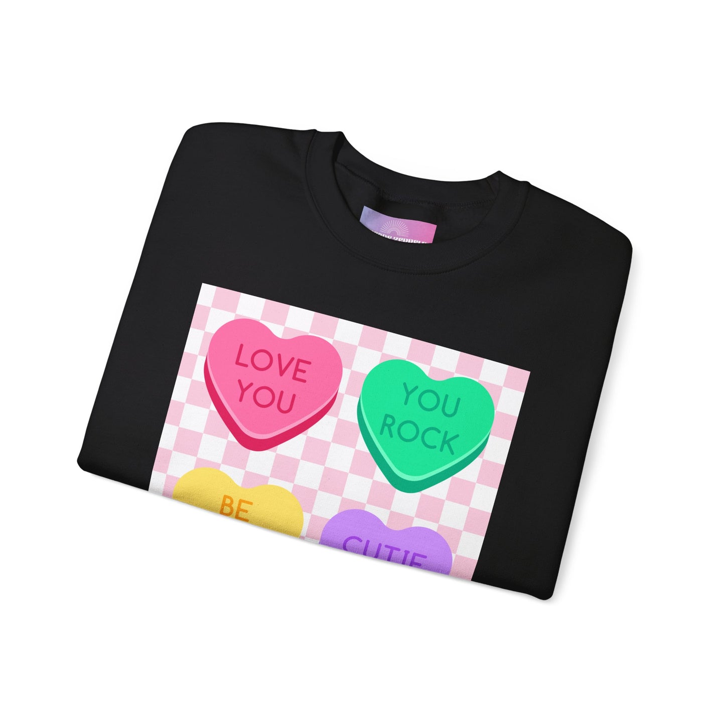Love Checkerboard Heart Crewneck Sweatshirt, Valentines Day Candy Sweater, Cute Love Tee, Pullover, gift for her, Valetines Day Candy Gift