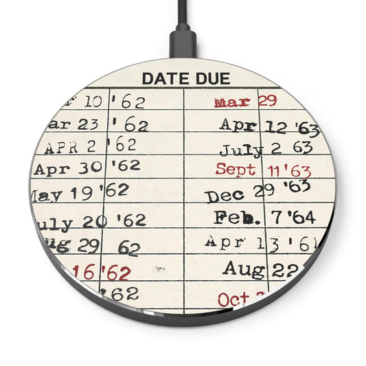 Vintage Library Due Date Wireless Charger