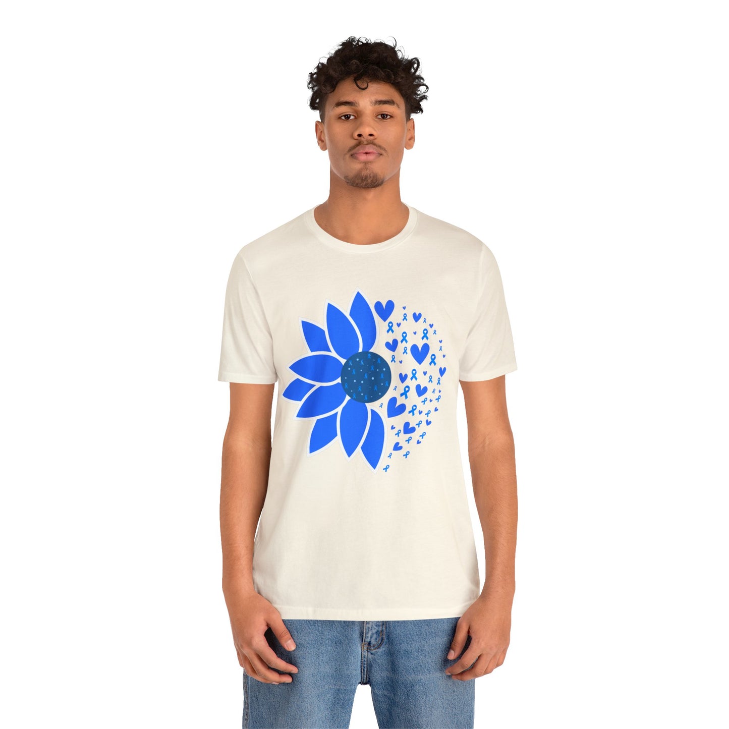 Colorectal Cancer Awareness Sunflower Blue Ribbon Tshirt