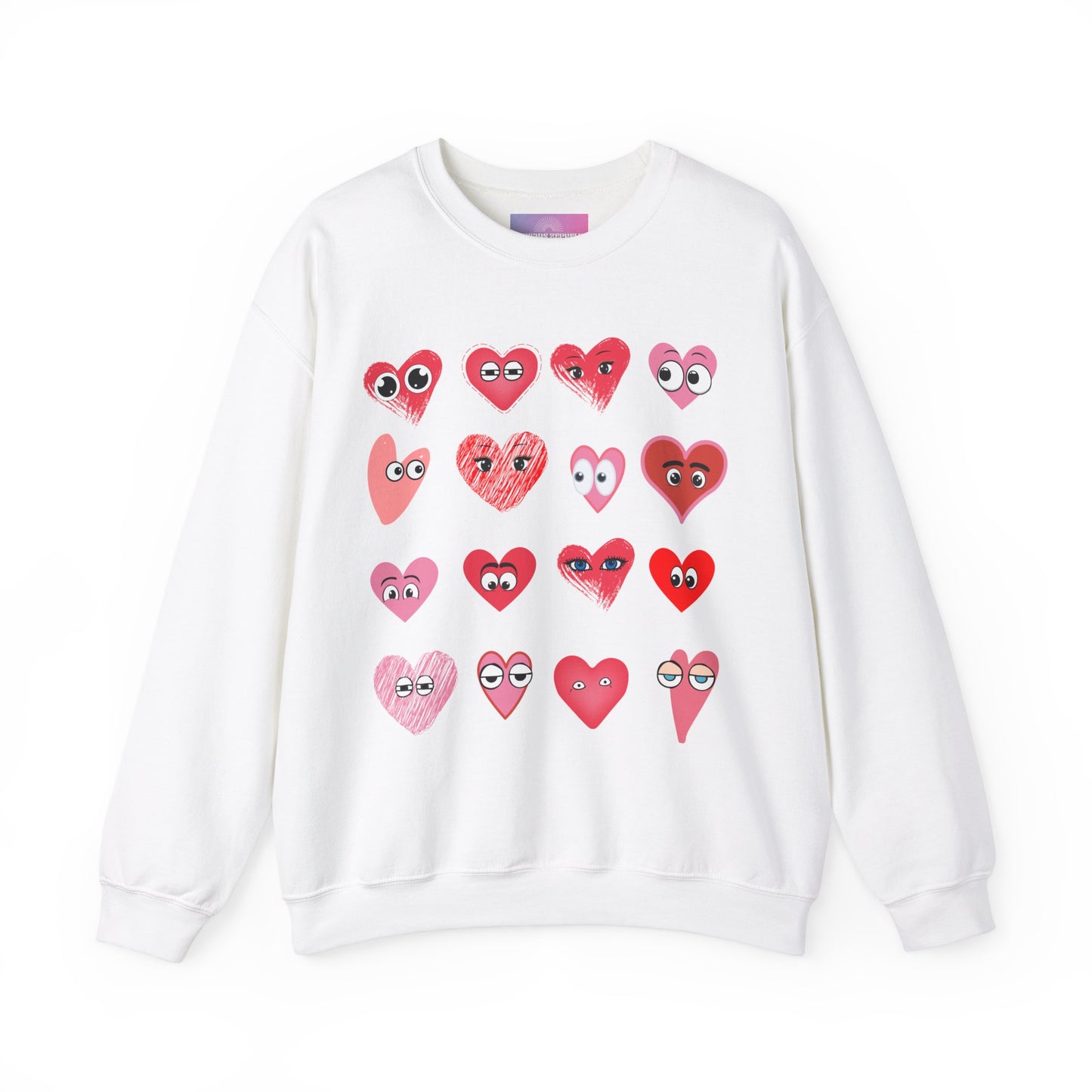 Retro Heart faces Sweatshirt, Retro eyes Valentines Day Sweater, Retro expression Crewneck, Cute Valentines Day Shirt, Premium Crewneck