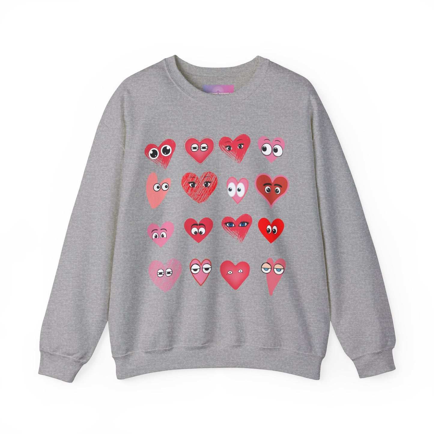 Retro Heart faces Sweatshirt, Retro eyes Valentines Day Sweater, Retro expression Crewneck, Cute Valentines Day Shirt, Premium Crewneck