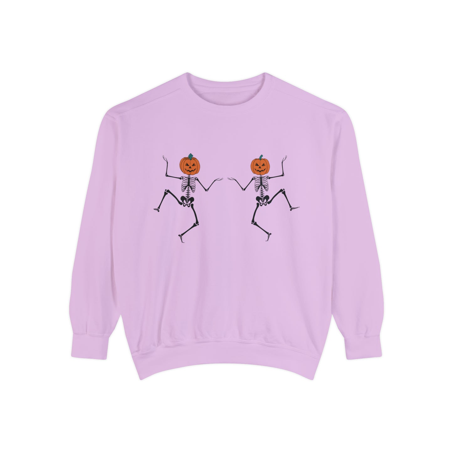 Pumpkin Skeletons Dancing, Comfort Colors, Crewneck, Unisex Garment-Dyed Sweatshirt