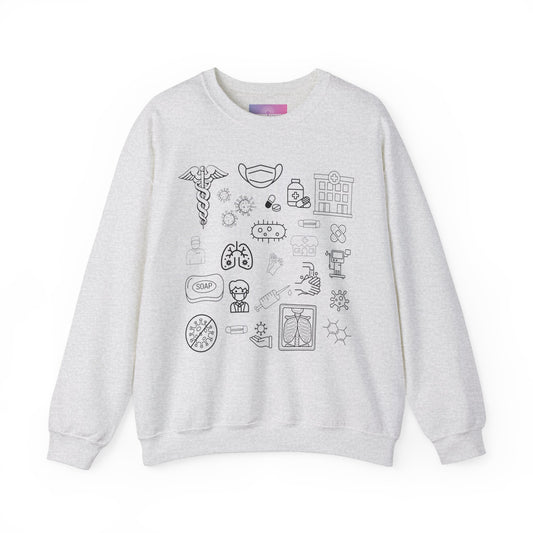 Infectious Disease Doodle Drawing Sweatshirt, Gift for ID Doctor, Microbiology, Epidemiology, Public Health, ID Specialist