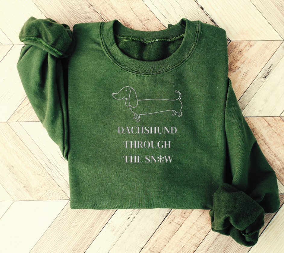 Dachshund Through the Snow Embroidered Unisex Sweatshirt