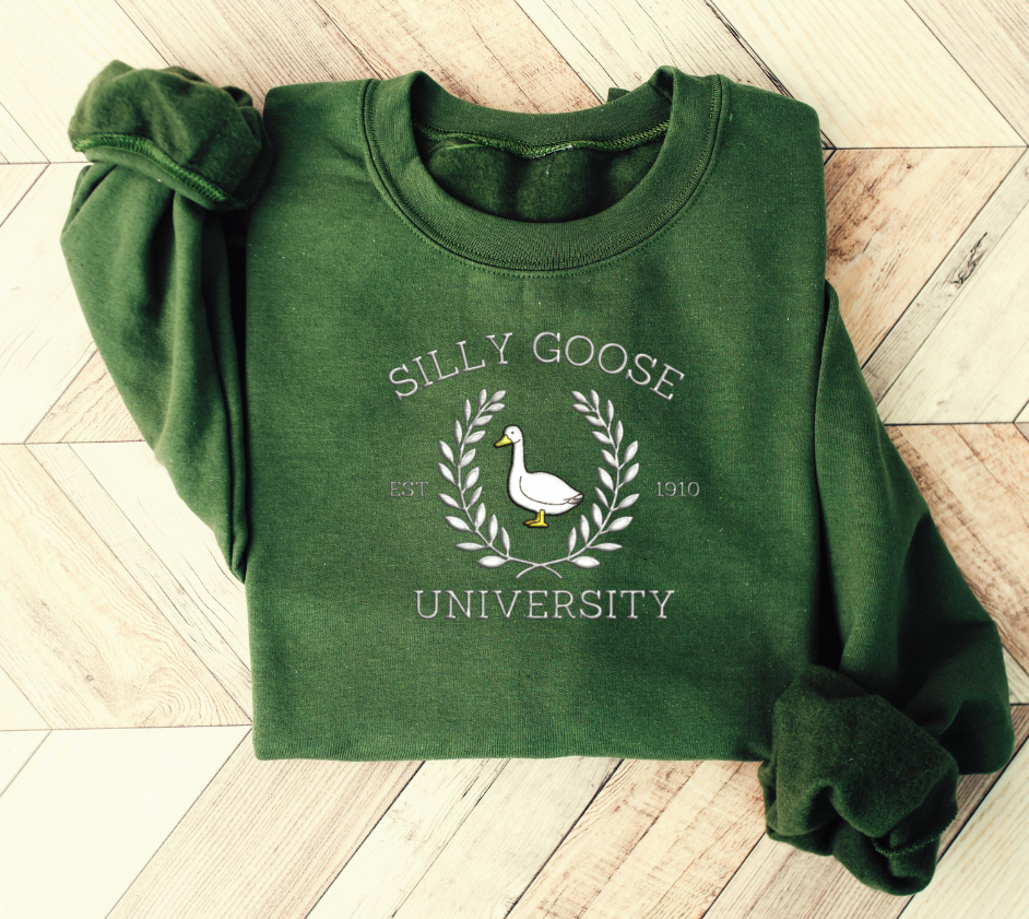 Silly Goose University Embroidered Unisex Sweatshirt