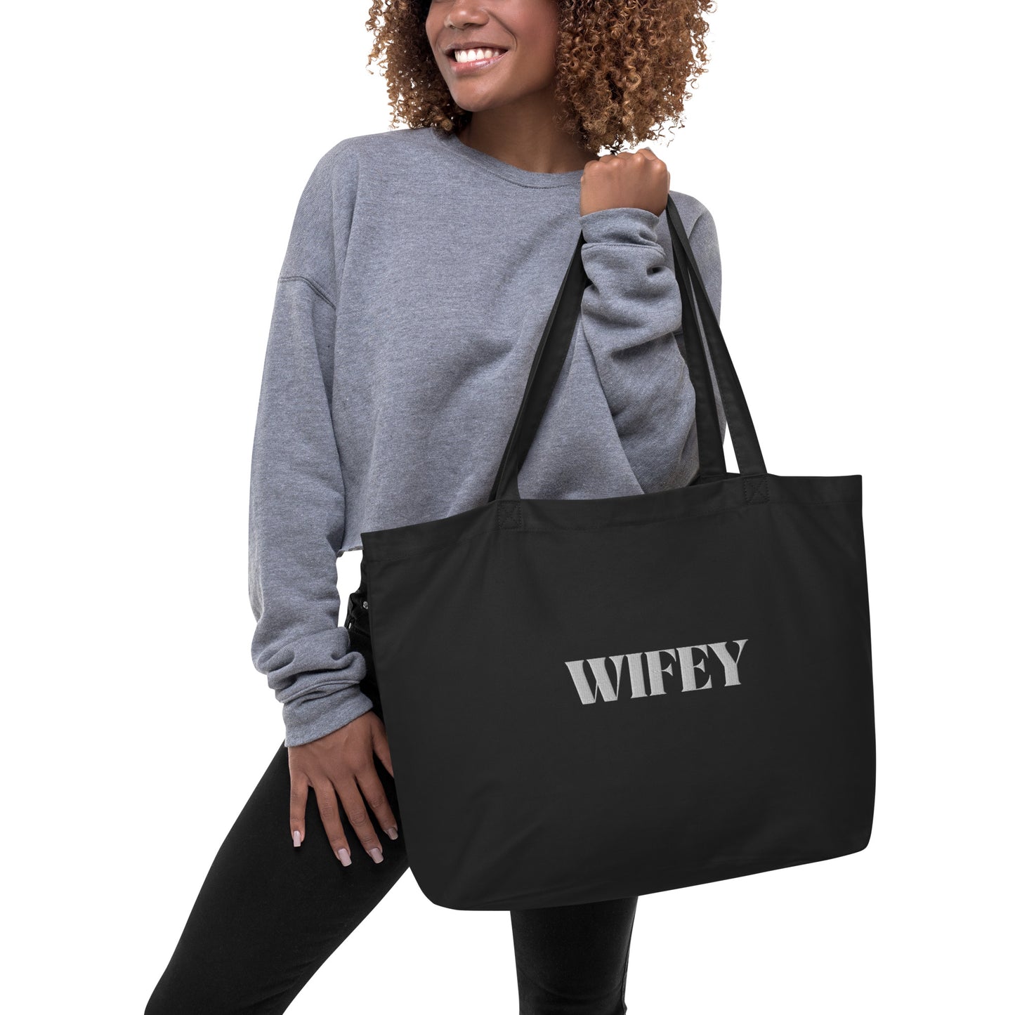 Wifey Embroidered Large organic tote bag