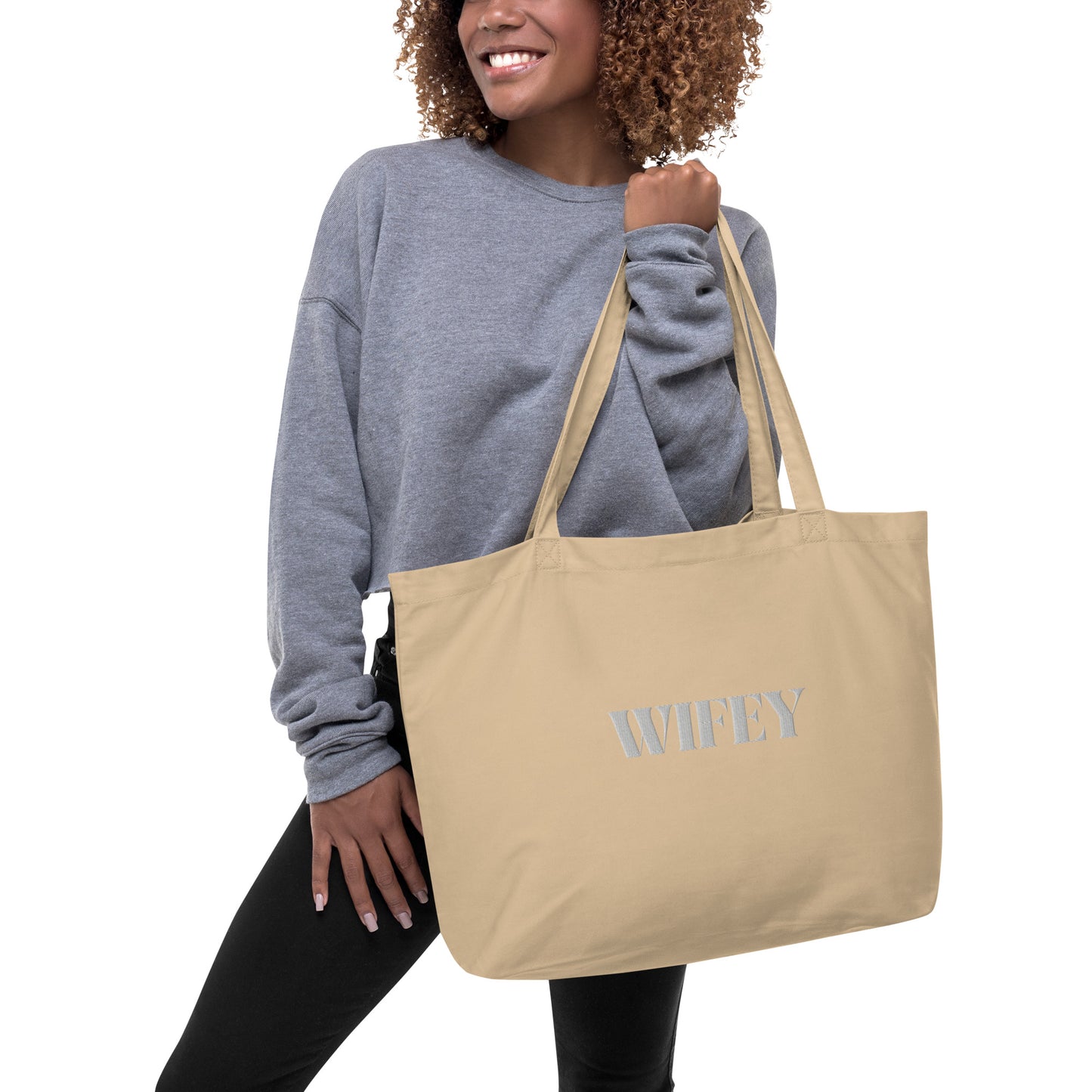 Wifey Embroidered Large organic tote bag