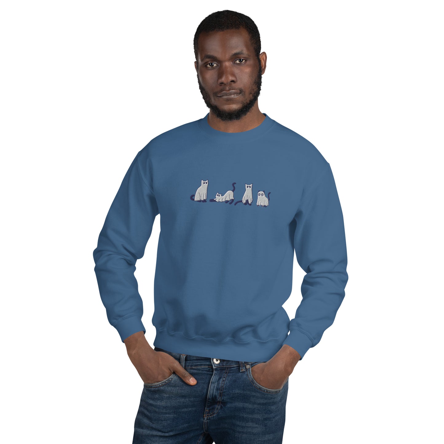 Embroidered Ghost Cat Unisex Sweatshirt