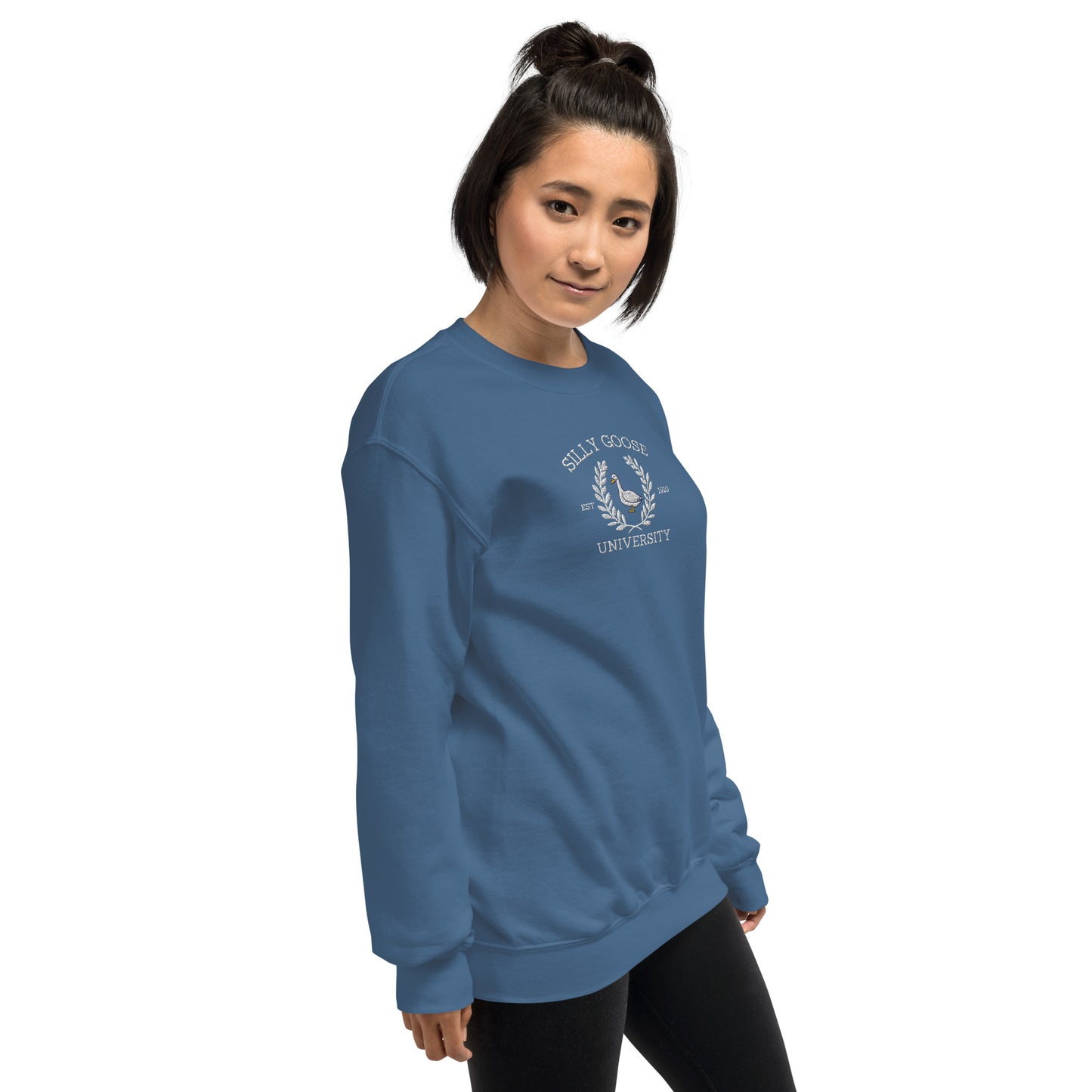 Embroidered Silly Goose University Unisex Sweatshirt - White Font