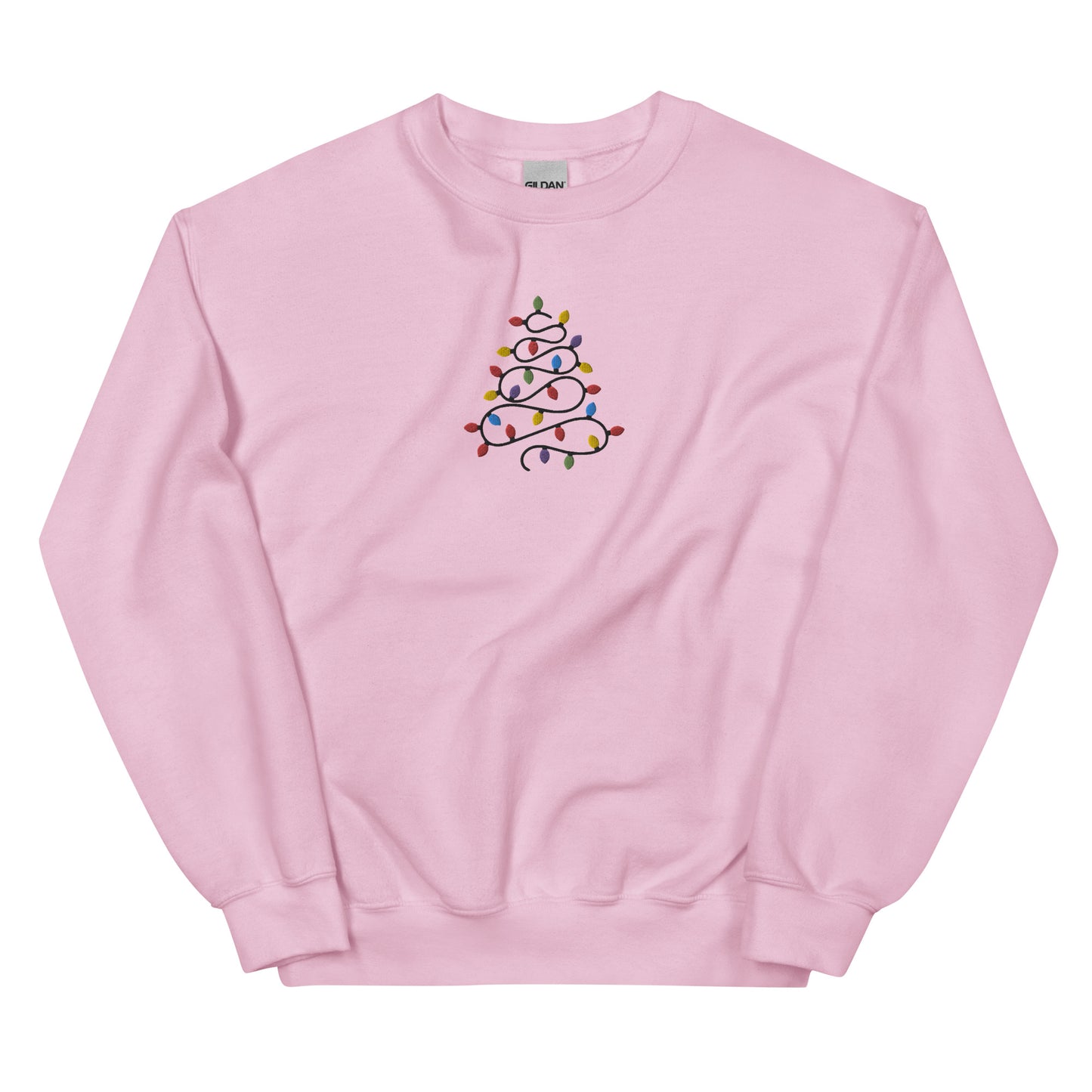 Christmas Lights Tree Embroidered Unisex Sweatshirt