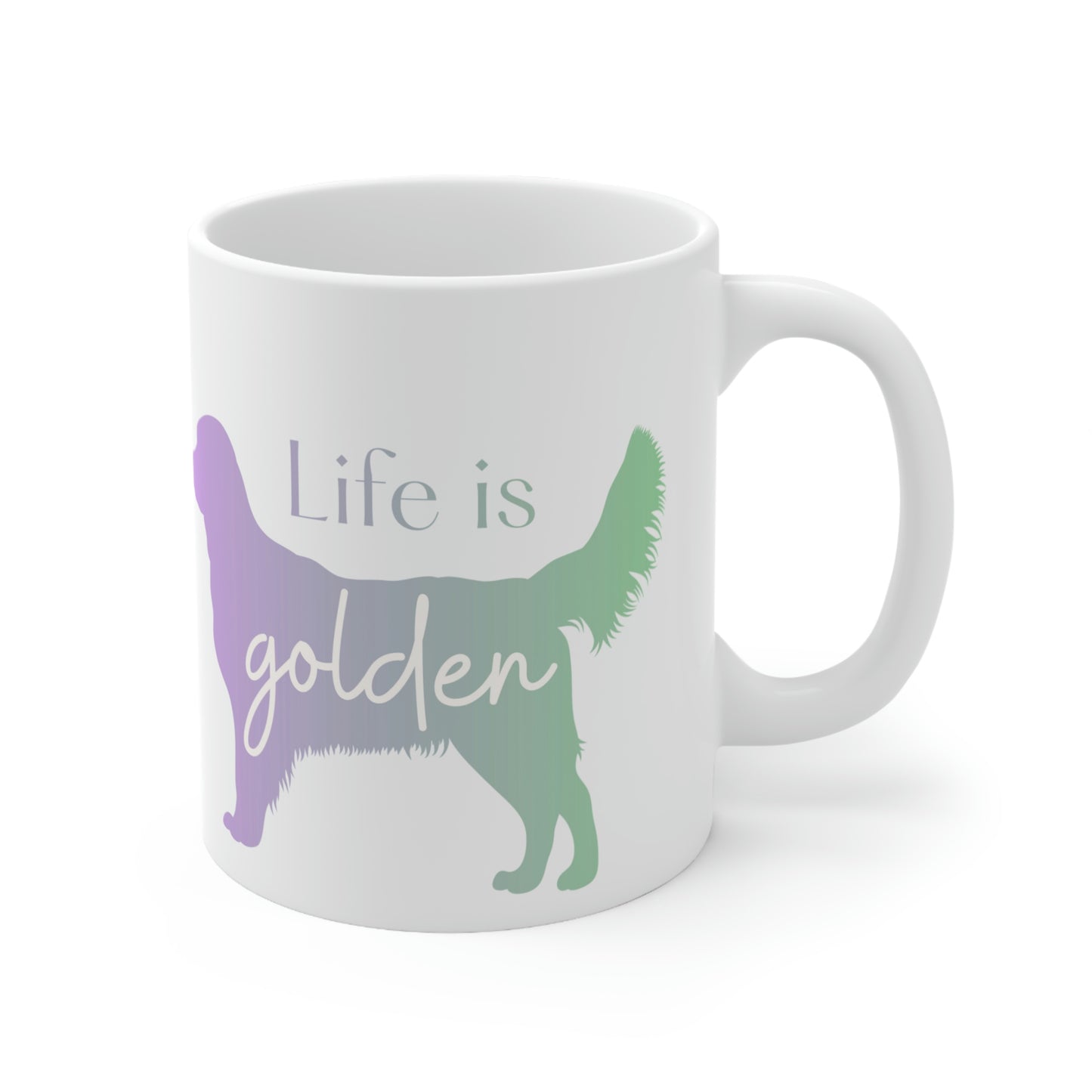 Life is Golden Coffee/Tea Mug, 11oz (Purple/Green Ombre)