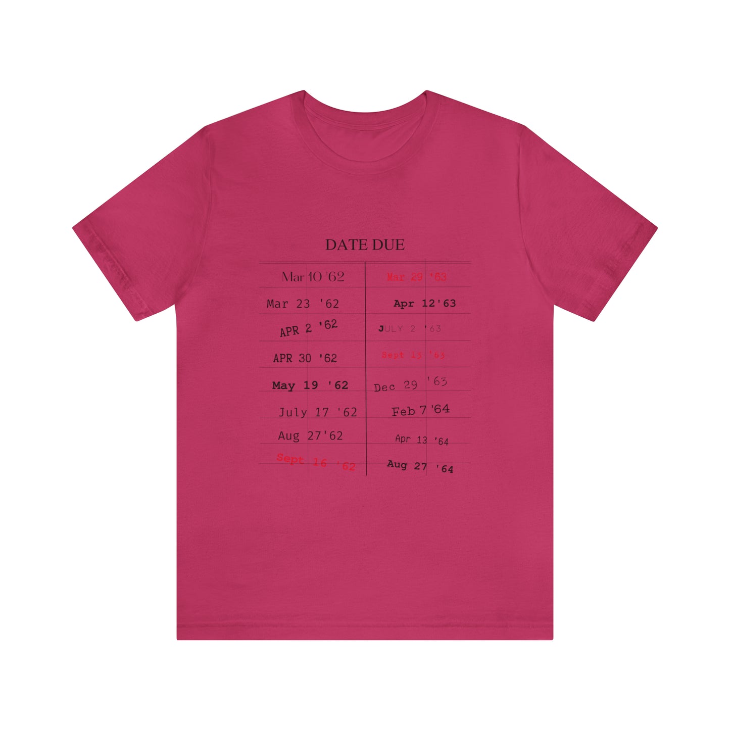 Date Due Library Checkout Overdue Teacher Read Reading Love Little Retro Vintage Nostalgia Short-Sleeve Unisex T-Shirt