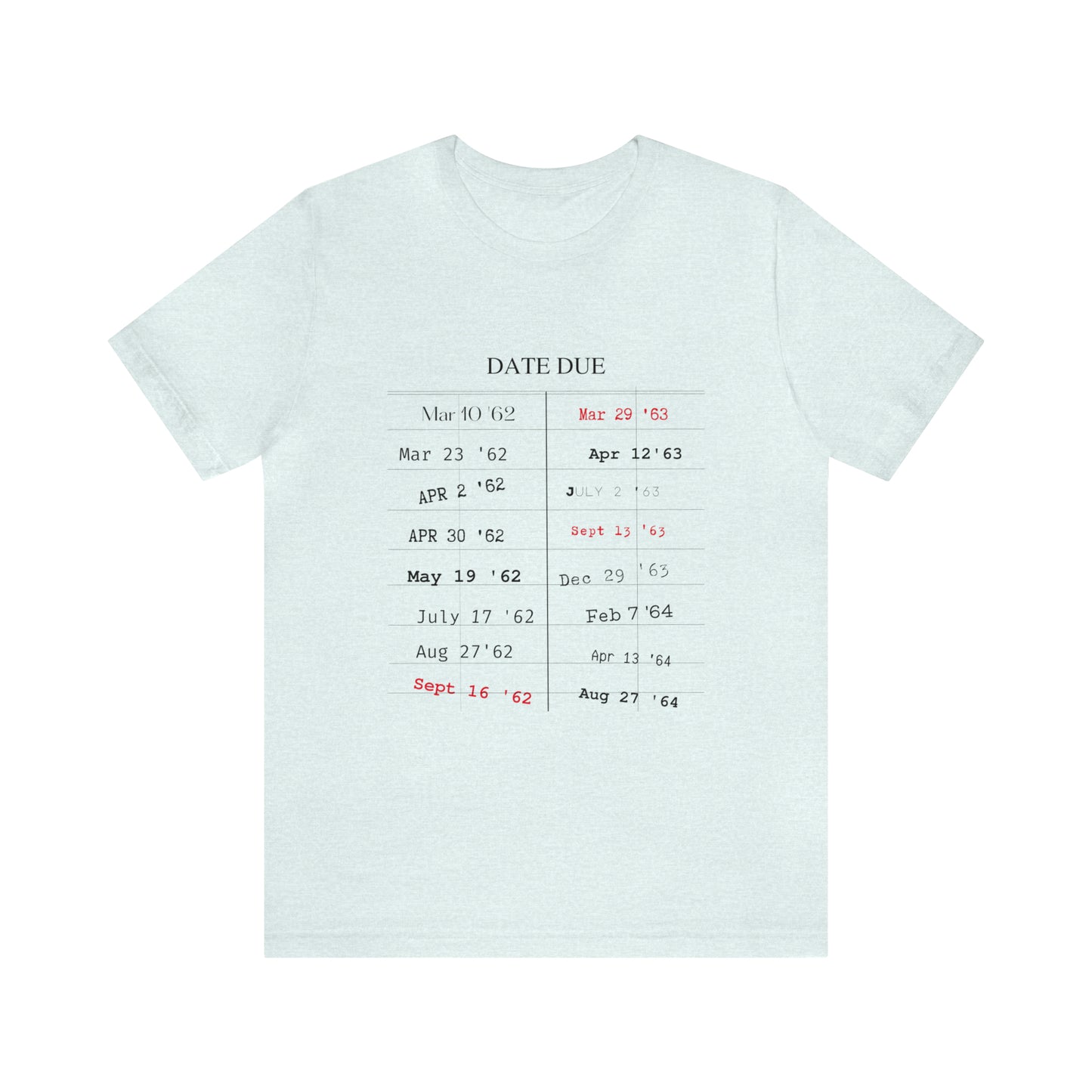 Date Due Library Checkout Overdue Teacher Read Reading Love Little Retro Vintage Nostalgia Short-Sleeve Unisex T-Shirt