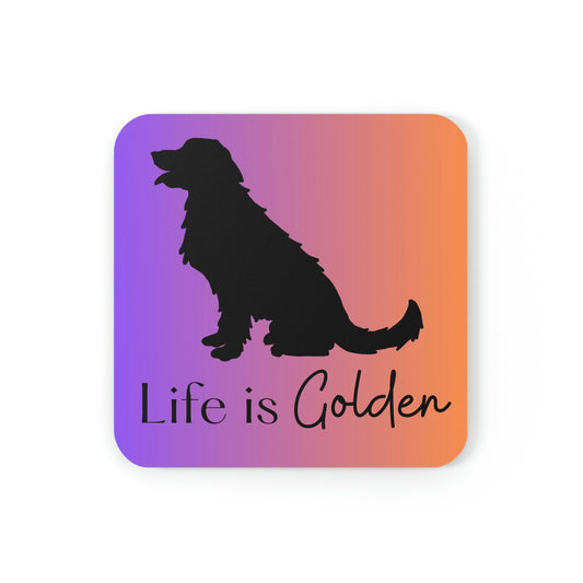 Life is Golden Cork Back Coaster (Purple/Orange Ombre)
