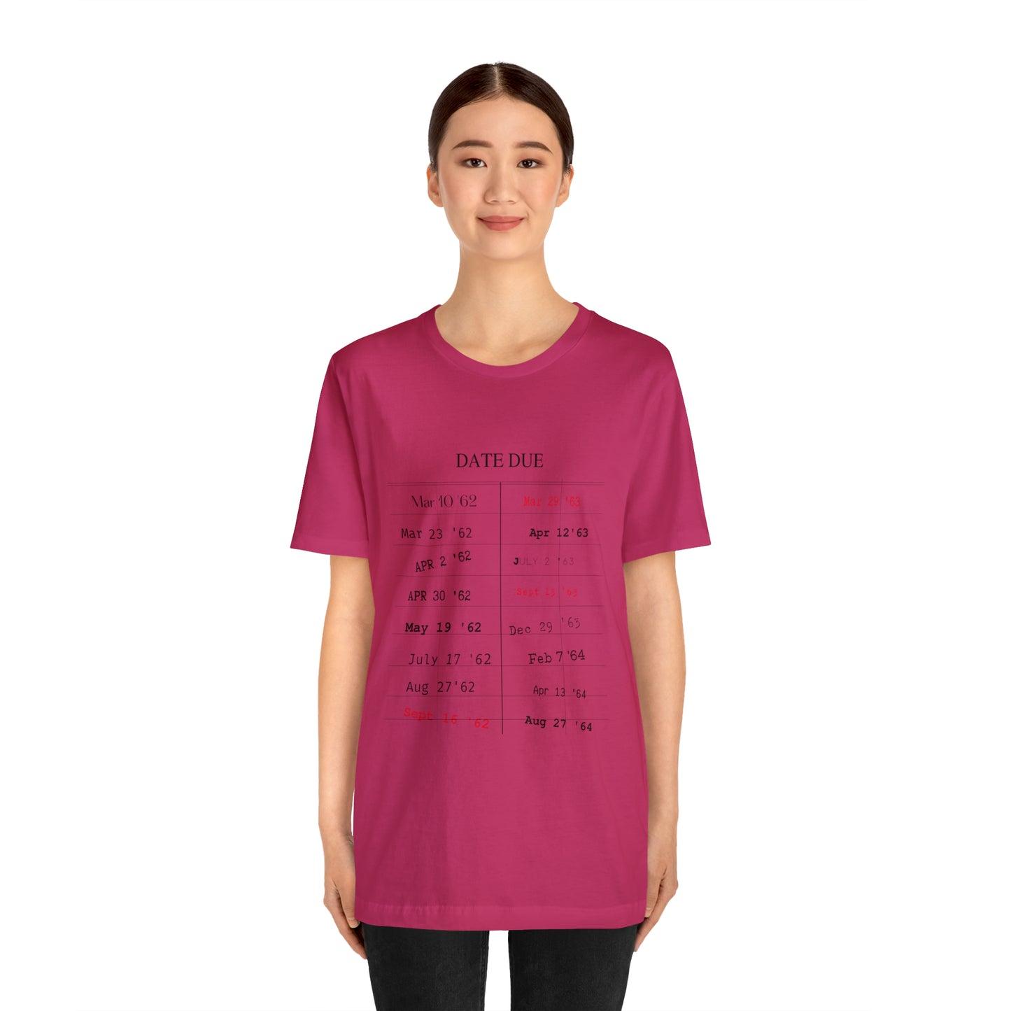 Date Due Library Checkout Overdue Teacher Read Reading Love Little Retro Vintage Nostalgia Short-Sleeve Unisex T-Shirt