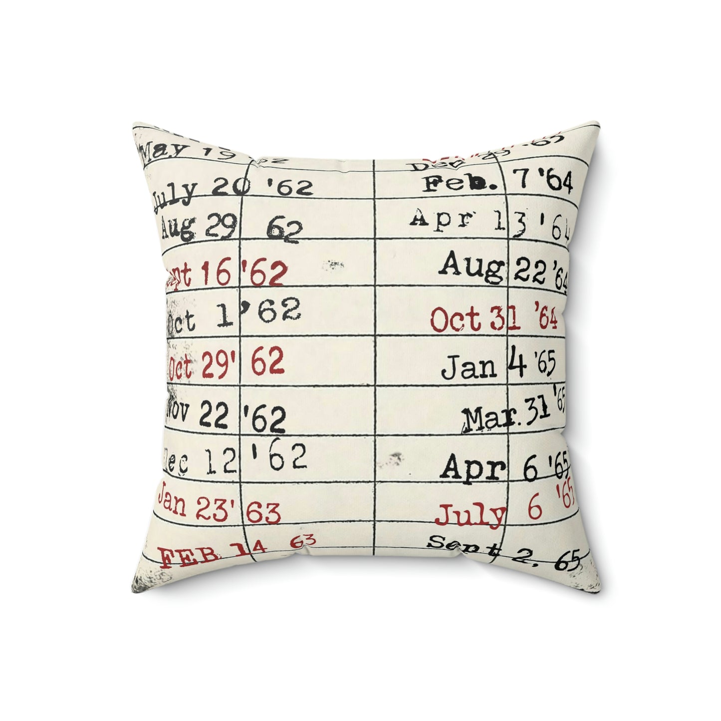 Vintage Library Due Date Card Square Pillow, Bookish Gift For Librarian, Teacher, Reader, Bookworm, Reading Book, Retro Gift, (4 sizes)