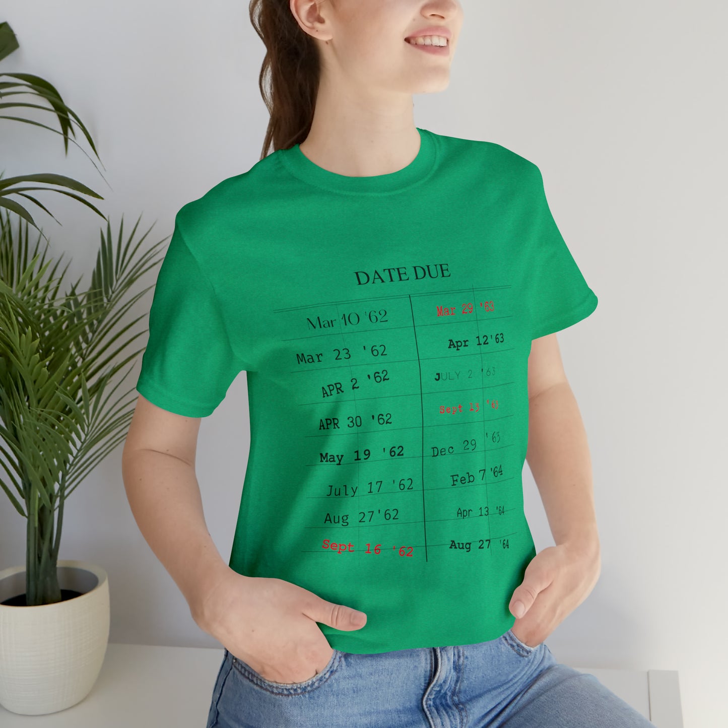 Date Due Library Checkout Overdue Teacher Read Reading Love Little Retro Vintage Nostalgia Short-Sleeve Unisex T-Shirt