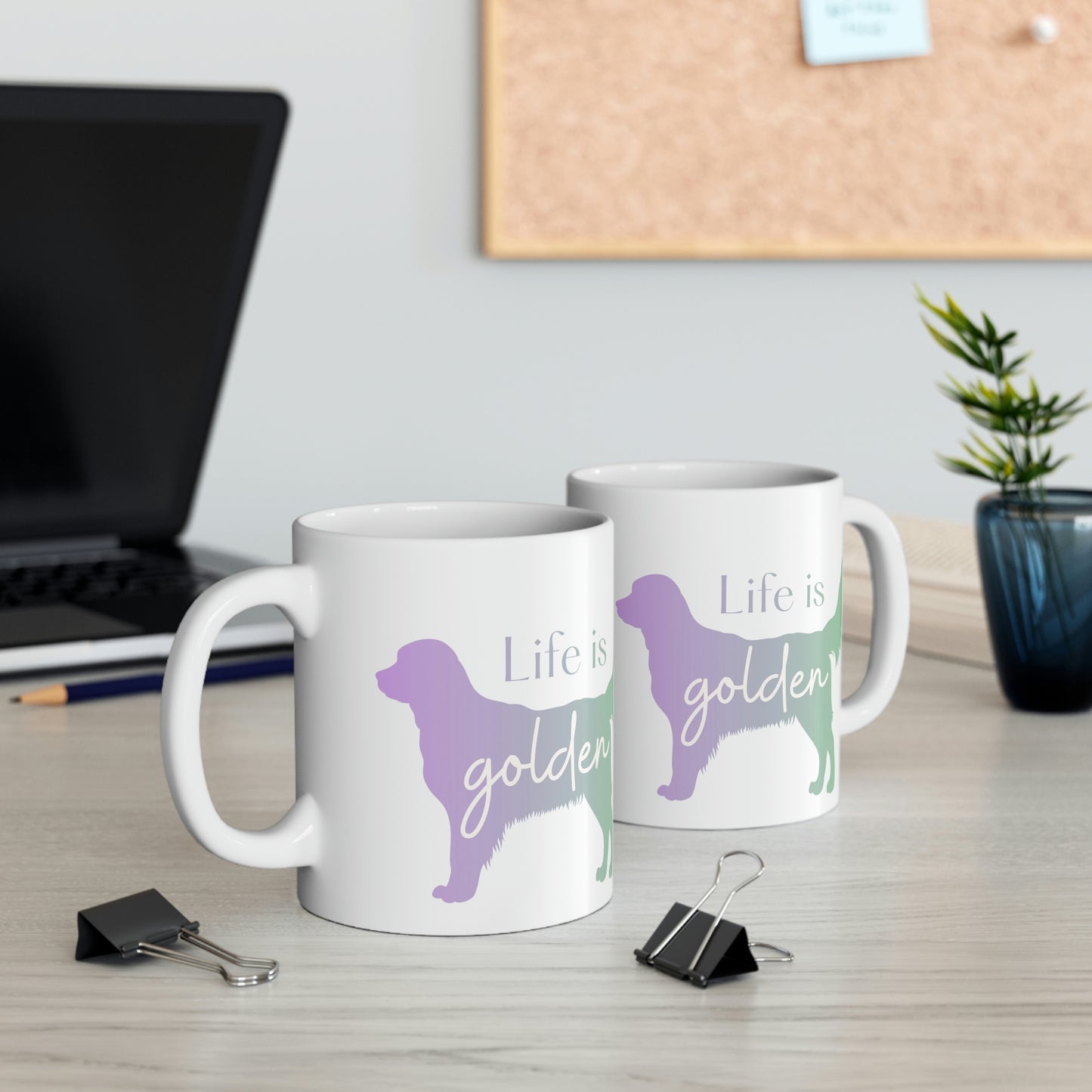 Life is Golden Coffee/Tea Mug, 11oz (Purple/Green Ombre)