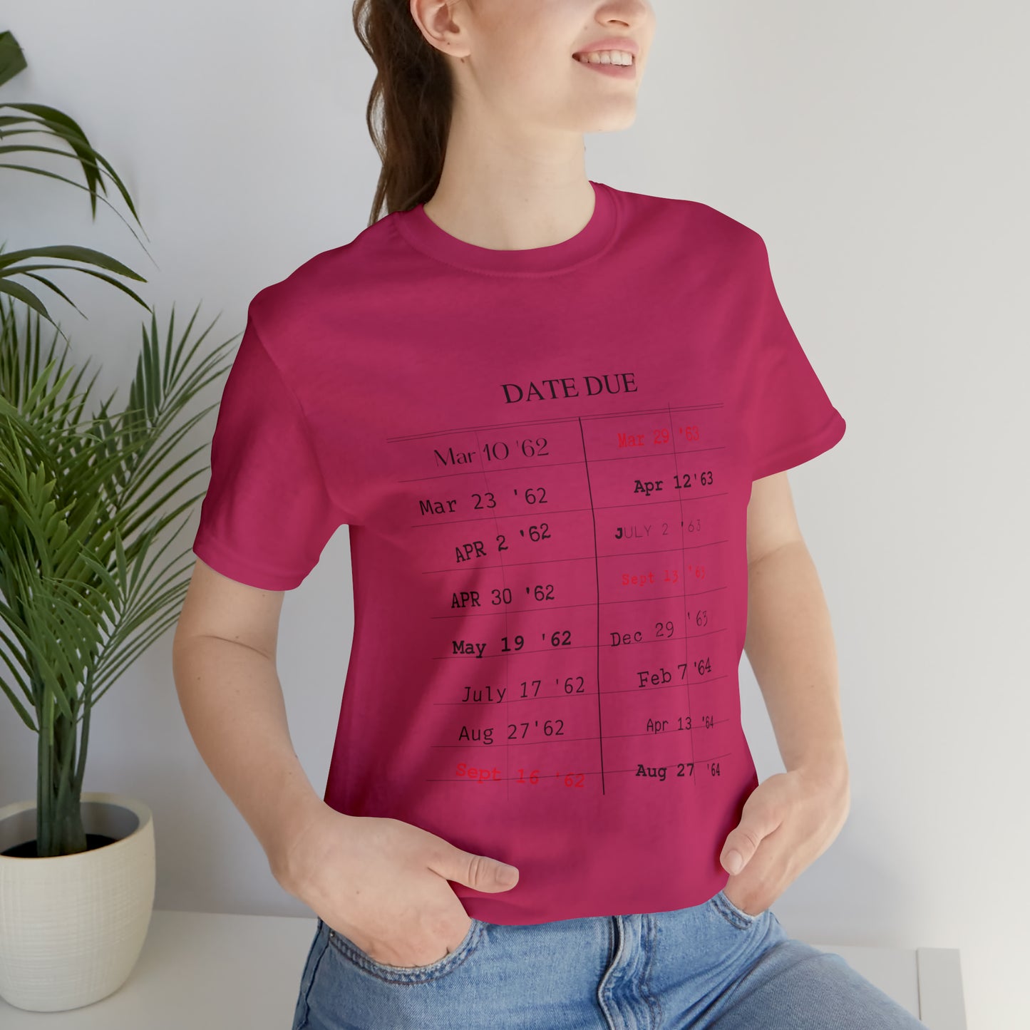 Date Due Library Checkout Overdue Teacher Read Reading Love Little Retro Vintage Nostalgia Short-Sleeve Unisex T-Shirt