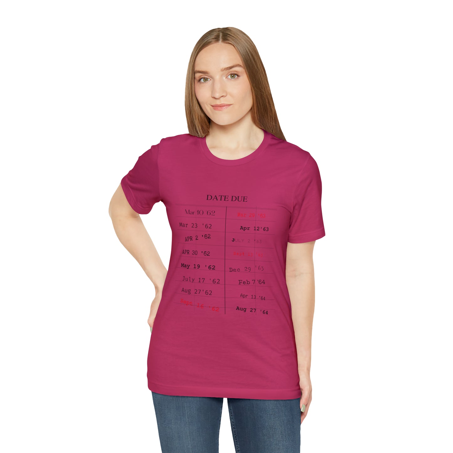 Date Due Library Checkout Overdue Teacher Read Reading Love Little Retro Vintage Nostalgia Short-Sleeve Unisex T-Shirt