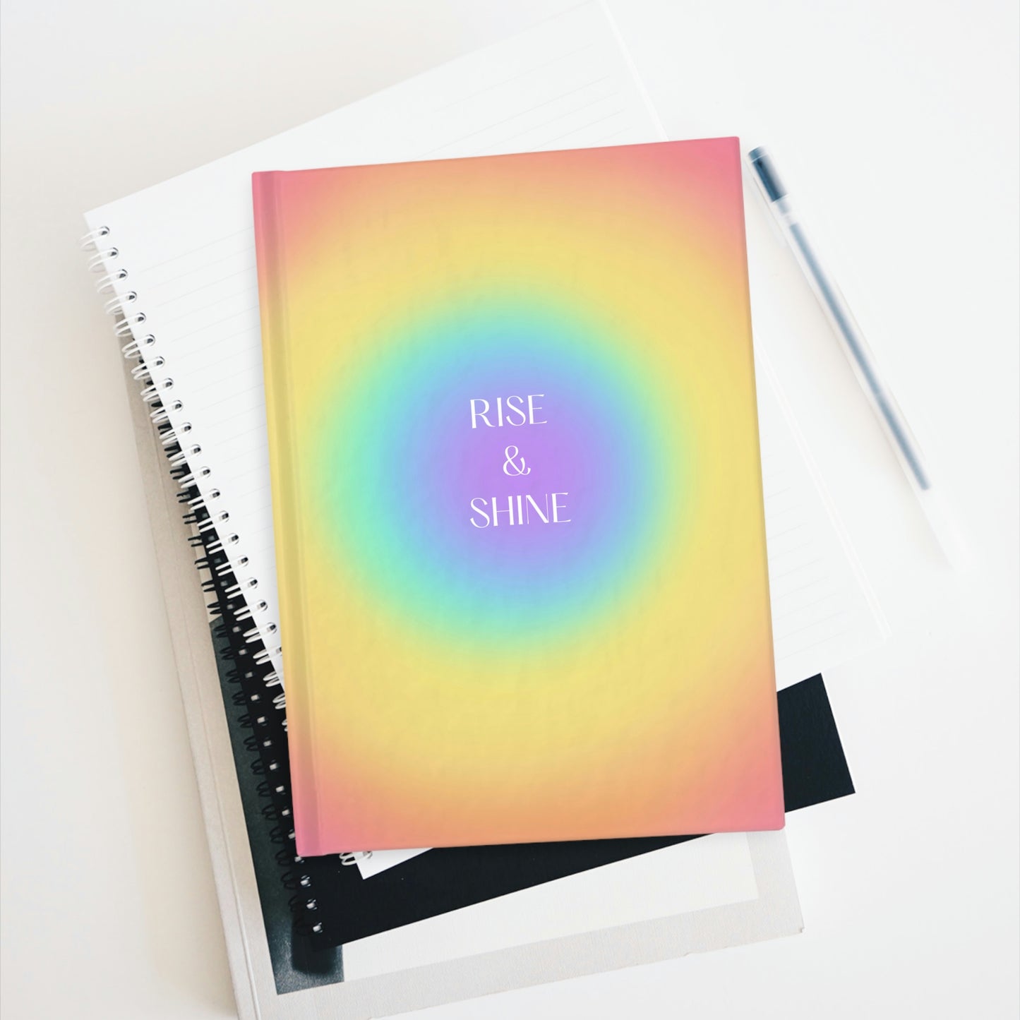Rise and Shine Health Journal, morning journal, food notebook, fitness, ombre
