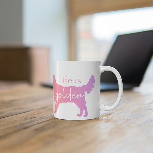 Life is Golden Coffee/Tea Mug, 11oz (Pink/Purple Ombre)