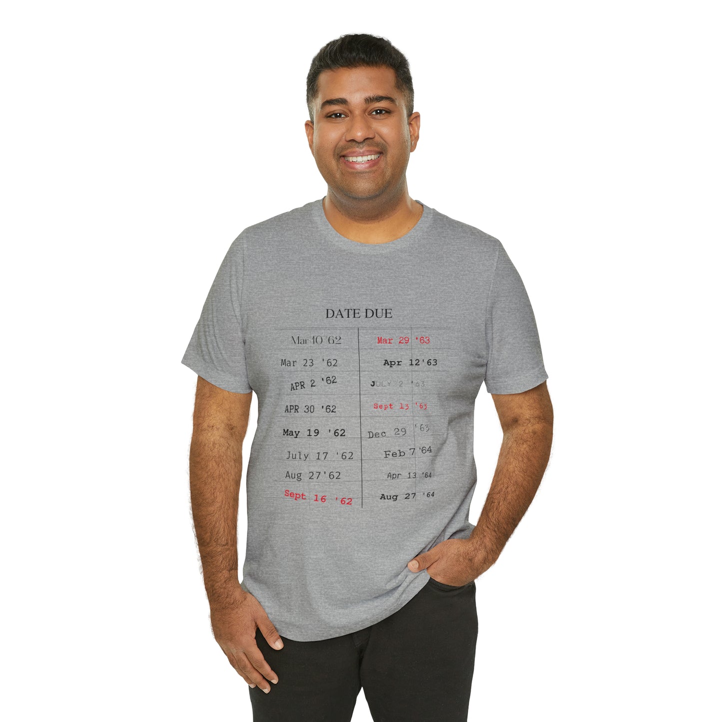 Date Due Library Checkout Overdue Teacher Read Reading Love Little Retro Vintage Nostalgia Short-Sleeve Unisex T-Shirt