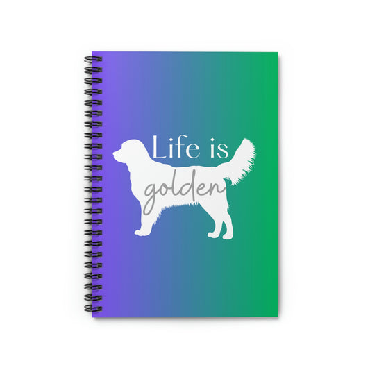 Life is Golden Spiral Notebook (Blue/Green Ombre) - Ruled Line