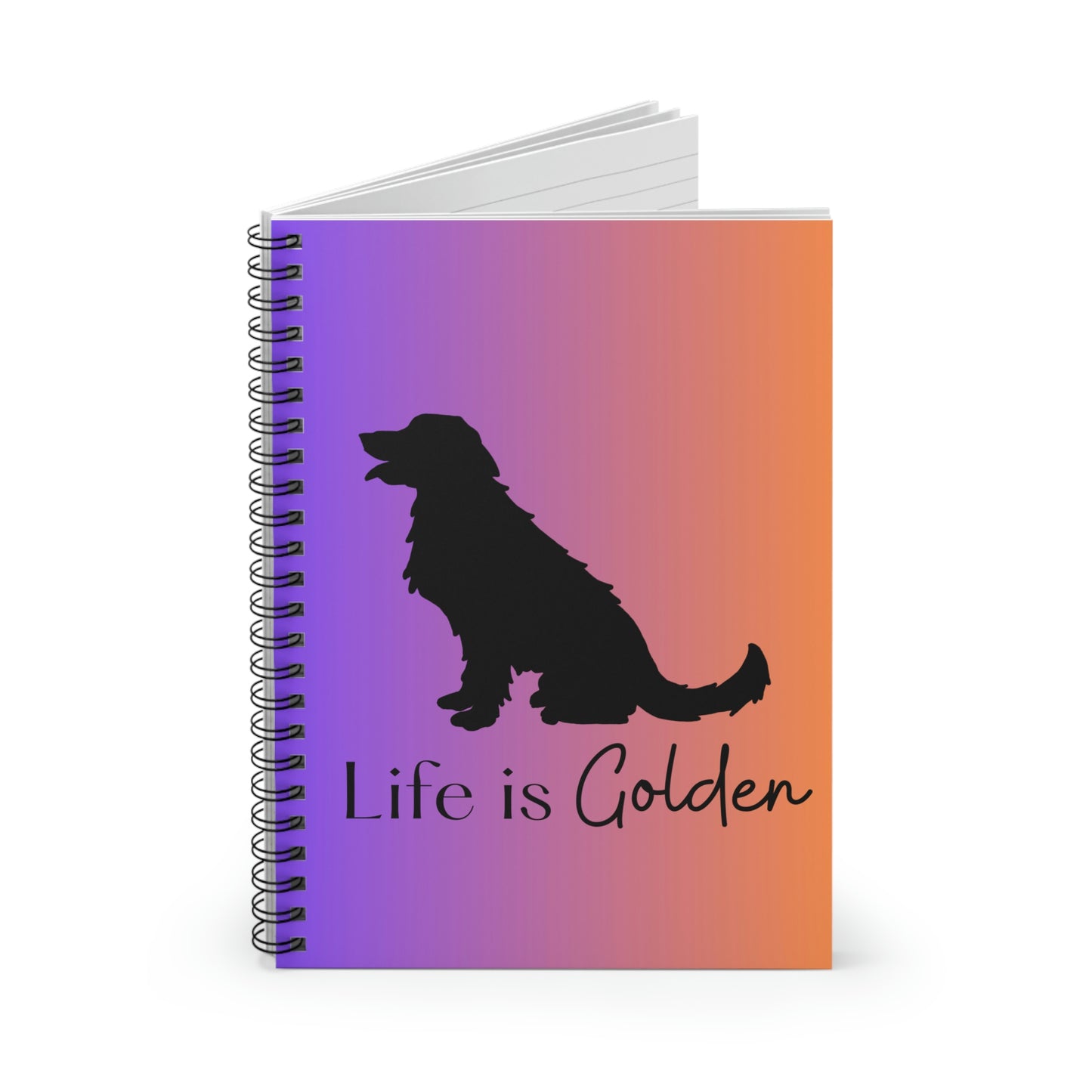 Life is Golden My Friends Spiral Notebook (Purple/Orange Ombre) - Ruled Line