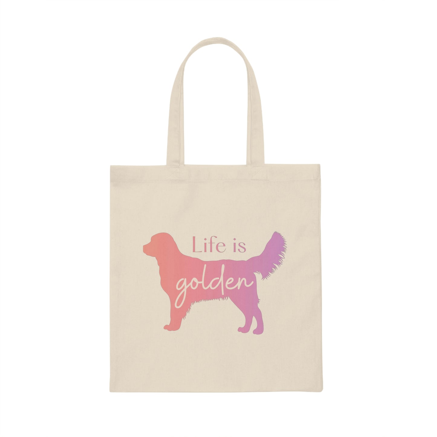Life is Golden Canvas Tote Bag - Reusable Grocery Bag for Book Lover - (Pink/Purple Ombre)
