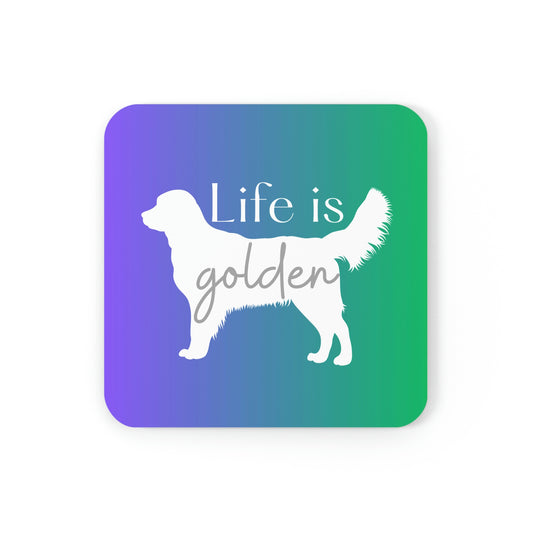 Life is Golden Cork Back Coaster (Blue/Green Ombre)