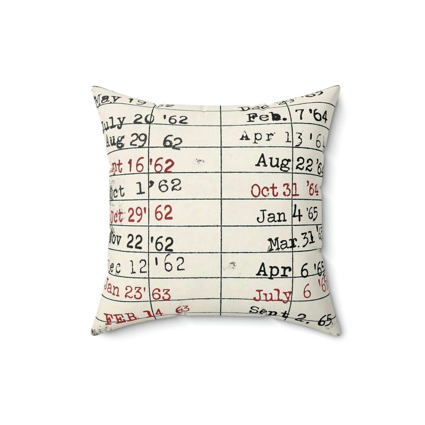 Vintage Library Due Date Card Square Pillow, Bookish Gift For Librarian, Teacher, Reader, Bookworm, Reading Book, Retro Gift, (4 sizes)