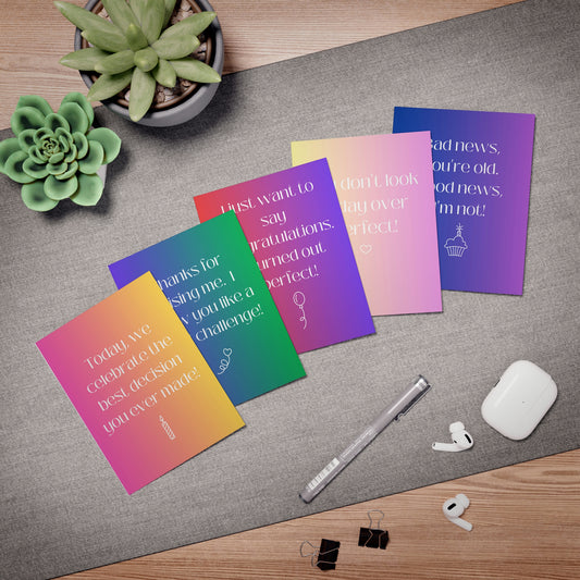 Multi-Design Greeting Cards (5-Pack) - Mothers Day, Fathers Day, Birthday, Anniversary, Gift for Mom