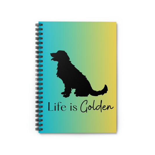 Life is Golden My Friends Spiral Notebook (Green/Yellow Ombre) - Ruled Line